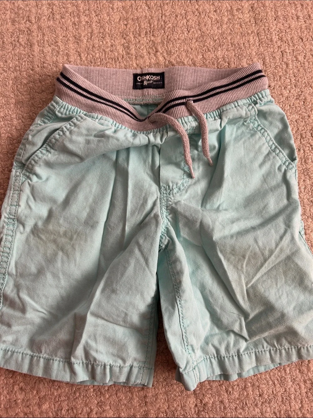 OshKosh B'gosh Mint Green Kids Shorts with Striped Waistband